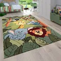 Produktbild: Paco Home Kinderzimmer Kinderteppich für Jungen mit Tier u. Dschungel Motiven Kurzflor, Grösse:200x290 cm, Farbe:Grün