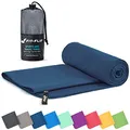 Produktbild: Fit-Flip Mikrofaser Handtuch - kompakte Microfaser Handtücher - ideal als Sporthandtuch, Reisehandtuch, Strandtuch - schnelltrocknend und leicht - Badetuch groß (50x100cm, Marineblau)