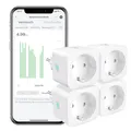 Produktbild: EIGHTREE Smart WLAN Steckdose, Smart Home WiFi Steckdose mit Stromverbrauch Messen, Zeitplan, Fernzugriff, TÜV Zertifiziert, 16A, Funktioniert mit Alexa, Google Home, SmartThings, 4er Pack