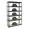 Produktbild: PROREGAL Schwerlastregal Giant Tiger HxBxT 200x120x40 cm Fachlast 265kg, 6-Ebenen, Gesamtlast 1590 kg, Schwarz, Kellerregal, Steckregal, Garagenregal, Lagerregal