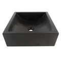 Produktbild: Terrazzo Waschbecken 40 cm eckig in schwarz von WOHNFREUDEN