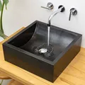 Produktbild: Terrazzo Waschbecken Thera 42x42x15cm schwarz Naturstein-Waschschale wohnfreuden