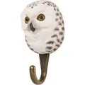 Produktbild: KLEIDERHAKEN Schnee-Eule Garderobe Wandhaken handgeschnitzt Holz u. Metall 11cm