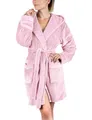 Produktbild: Gräfenstayn Bademantel Damen flauschig mit Kapuze - Kuschelfleece - Öko-Tex Standard 100 - Morgenmantel leicht & kurz - Größe (L, Rosa)