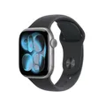 Produktbild: Apple Watch Series 11 GPS 42mm Space Grau Aluminium Case mit schwarzem Sport Ban... MEQX4ZR/A