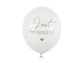 Produktbild: Just Married Luftballons Weiß Gold – 30 cm, 6 Stück, Hochzeit