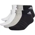 Produktbild: adidas Unisex Quarter Socken, 6er Pack - Cushioned Sportswear Ankle, Logo, gepolstert, einfarbig Schwarz/Grau/Weiß 37-39