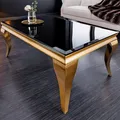 Produktbild: Eleganter Couchtisch MODERN BAROCK 100cm schwarz Opalglas goldene Beine Tisch