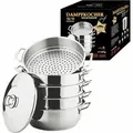 Produktbild: Dampfkocher, Mantowarka, Gardampfkochtopf Set aus 18/10 Edelstahl (Optional 24/26/28/30cm), Mantykocher, Biodampfkocher / Induktion (26cm) 6090-26
