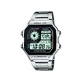 Produktbild: Casio Herren Quartz Armbanduhr, 36.00mm GehäusegröÃŸe mit weiÃŸ digital Zifferblatt und Silber Metallarmband Armband AE-1200WHD-1AVEF