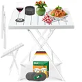 Produktbild: KESSER® Balkontisch klappbar | Wetterfest/UV-beständig | Balkonmöbel | Beschichteter Stahl & Holz-Optik | Outdoor Gartentisch | Gartenmöbel mit 6 Filz-Untersetzer | Bistrotisch bis zu 100 kg belastbar