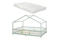 Produktbild: en.casa Kinderbett (Bett und Matratze), »Treviolo« mit Matratze Montessori Mint/Weiß 120x200 cm
