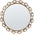 Produktbild: Beliani - Wandspiegel Gold Ø 46 Cm Rund Mit Ketten Rahmen Moderner Stil Hängender Spiegel Für Schlafzimmer Wohnzimmer Flur