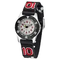 Produktbild: JACQUES FAREL Kinder-Armbanduhr Jungen Fußball Textilband schwarz Drehring analog Quarz KWD 5000