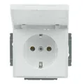 Produktbild: Steckdosen-Einsatz mit Klappdeckel, Schutzkontaktsteckdose CEE 7/3, 16 Ampere, 250 Volt weiß (glänzend), Retail
