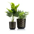 Produktbild: HowHomely Schwarz Blumentopf mit Golden Pflanzkübel Einsatz - Set aus 2 Übertopf für Wohnzimmer Garten oder Terrasse - Leichter und Stabiler Blumenkübel Wetterfest