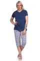 Produktbild: NORMANN-Wäschefabrik Floraler Damen Capri Pyjama, kurzer Schlafanzug mit 3/4 Caprihose - 12320410152, Farbe:Marine, Größe:40-42