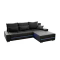 Produktbild: Juskys Sofa Davos Rechts - Bequemes Ecksofa mit Schlaffunktion, Bettkasten, Samt & LEDs - Dunkelgrau