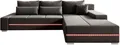 Produktbild: Juskys Sofa Davos Rechts mit Schlaffunktion, Bettkasten, Samt-Bezug & LED - Dunkelgrau