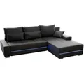Produktbild: Juskys Sofa Davos Rechts Mit Schlaffunktion - Ecksofa Für Wohnzimmer Mit Bettkasten & Led - Stoff Schlafsofa L Form Couch Beleuchtung - Dunkelgrau