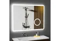 Produktbild: GIMBELEN Badspiegel LED mit 3 Lichtfarben, beschlagfrei und dimmbar, Touch-Schalter (1-St), Uhr, 3-fach Vergrößerung, Speicherfunktion, IP44, 60x80cm