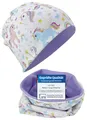 Produktbild: HECKBO Einhorn Kindermütze & Loop Schal - Fleece gefüttert - 2-8 Jahre - Baumwolle weich - Waschbar - Für kalte Tage (48–54 cm)