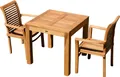 Produktbild: ALEOS. Teak Set: Gartengarnitur Bigfuss Tisch 80x80 cm + 2 Sessel ALPEN Holz Teakholz