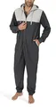 Produktbild: SLOUCHER - Herren Jumpsuit Onesie Overall Einteiler Hausanzug aus Baumwolle mit Reißverschluss und Kapuze, Farbe:anthrazit-Melange, Größe:M