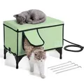 Produktbild: VEVOR Erhöhtes, beheiztes Katzenhaus, quaderförmiger Katzenunterschlupf mit einstellbarer Temperatur und Timer, faltbarer Katzenunterschlupf aus 900