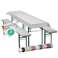 Produktbild: NYVI Bierbankauflagen Set NYVIGala 240x70 cm Weiß - 1x Tischdecke für 220x50 cm Biertische & 2X Gepolsterte Auflage für 220x25 cm Bierbänke - Sitzauflage für Bierzeltgarnitur