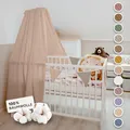 Produktbild: lilimaus Betthimmel Babybett [in 12 Farben] Himmel Babybett aus 100% Baumwolle Musselin - Betthimmel Mädchen & Jungen - Himmelbett Vorhänge als Kinderzimmer & Babyzimmer Deko - Baby Bett Vorhang