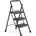 Produktbild: Trittleiter 3 Stufen, klappbar, Stahl, Anti-Rutsch, schwarz, Tragkraft 150kg
