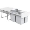 Produktbild: Hailo Raumspar Tandem 3642131 Einbau-Mülltrenner mit 3 Fächern - Küchen-Mülleimer zum Einbauen im Unterschrank - 18 und 2x 8 L - Abfalleimer mit Vollauszug für Drehtür-Schränke ab 40 cm - Hellgrau