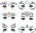 Produktbild: URAQT Glitzersteine Gesicht, 6PCS Glitzer Gesicht Edelsteine, Strasssteine Gesicht Aufkleber Temporäre Tattoo, Glitzersteine Selbstklebend Juwelen Kristall Strasssteine für Karneval Party Make-up