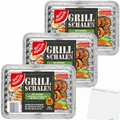 Produktbild: Gut&Günstig Alu Grillschalen mit Lochung und Fettauffangrillen 22x34cm 3er Pack (3x10 Stück) + usy Block