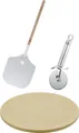 Produktbild: RÖSLE Pizzastein Barbecue Pizza-Set, Schamottstein, 3-tlg., inkl. Pizzaschieber und Pizza- und Flammkuchenschneider