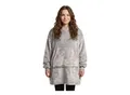 Produktbild: NYVI IamFlauschi Hoodie Decke mit Ärmeln, Kapuze und Kängurutasche - Mit flauschiger Sherpa Innenseite - Tragbare Flanell Decke zum Anziehen für Erwachsene & Jugendliche Farbe:Grau;Größe:S/M 75x75 cm