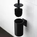 Produktbild: ELMOWO - Premium Edelstahl Klobürste ohne Bohren selbstklebend inkl. Spezialkleber (extrem sicherer Halt) - Toilettenbürsten-Halter hängend zur Wandmontage - Moderne WC Bürstengarnitur (schwarz)