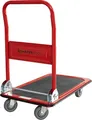 Produktbild: Plattformwagen klappbar für Baumaterialien, Schwerlast Transportwagen, Schiebewagen mit Rollen, Lastenwagen mit Gummireifen, Heavy Duty cart, 73x48x84cm, rot schwarz