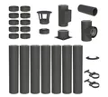 Produktbild: Jeremias Schornstein 7, 6 m Schornstein Ø130mm Komplettset DW DW-Black Bodenmontage, Ø 130 mm