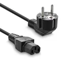 Produktbild: InLine Netzkabel Schukostecker gewinkelt auf Warmgeraetestecker C15 schwarz 1m
