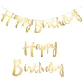 Produktbild: 5M Happy Birthday Banner in Gold metallic, Glitter Happy Birthday Schriftzug Girlande zum Aufhängen, Geburtstagsdekoration für Erwachsene und Kinder - Mädchen und Jungen (Gold)