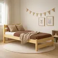 Produktbild: MEBLE WRÓBEL Kinderbett 90x180 cm mit Lattenrost - Einzelbett aus Kiefer Massivholz - Kinder Bett Montessori – Jugendbett – Tagesbett ohne Mat...