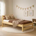 Produktbild: MEBLE WRÓBEL Kinderbett 90x180 cm mit Lattenrost - Einzelbett aus Kiefer Massivholz - Kinder Bett Montessori – Jugendbett – Tagesbett ohne Matratze