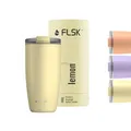 Produktbild: FLSK Tumbler – Premium coffee to go-Becher aus Edelstahl – 100 % auslaufsicher, BPA-frei & doppelwandig – hält 3 h heiß (lemon, 500 ml)