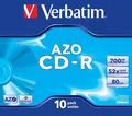 Produktbild: Verbatim CD-R 43327 80min 700MB 52x AZO Crystal 10er Pack Jewel Case | CD Rohlinge für Daten & Audio
