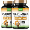 Produktbild: 2x VROODY Weihrauchkapseln hochdosiert Boswellia Serrata 2000mg Tagesdosis - 2x 180 Stück | 85% Boswelliasäure | 125mg CURCUMA | 95% Curcuminoide | vegan & ohne Zusätze