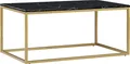 Produktbild: BELIANI Couchtisch Schwarz Gold 60 x 100 cm Marmor Optik Holzfurnierte MDF Tischplatte Rechteckig Modern