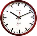 Produktbild: Hermle Wanduhr 30471-362100 Quarz Bahnhof Design rot 30cm (roter Sekundenzeiger)