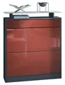 Produktbild: Vladon Schuhschrank Fiesta (Schuhkipper für 16 Paar Schuhe, mit 2 Klappen, Schublade und Glasablage) Anthrazit matt/Bordeaux glänzend/Bordeaux glänzend (89x104x23 cm)